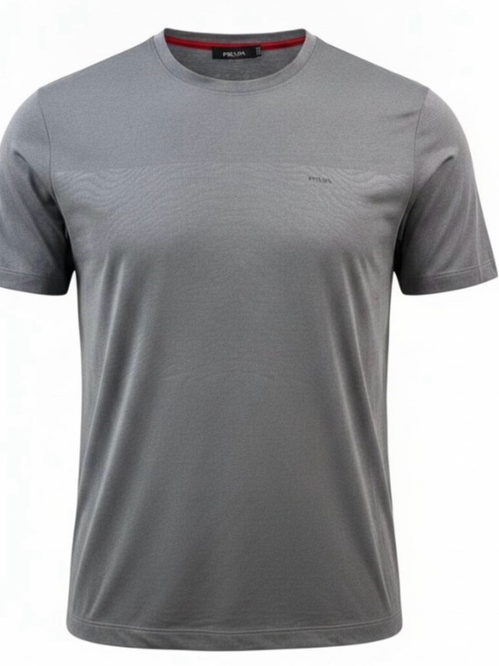 PRADA Silk Blend Ribbed Crew Neck T-Shirt Gray Size XXXL